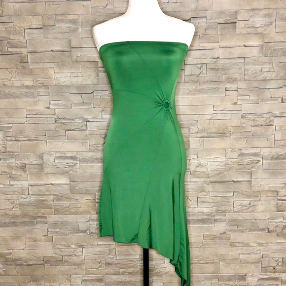 Rk Dresses & Skirts - RK green asymmetrical strapless dress